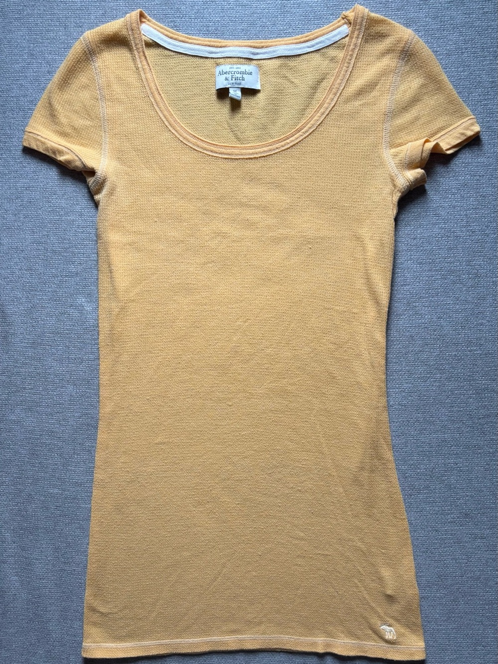 VTG Y2K Abercrombie & Fitch Women Waffle Knit Shirt Thin Light Fitted Top Sz S/M